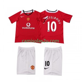 Camisolas de futebol Manchester United Ruud van Nistelrooy 2006 Retro Criança Equipamento Principal 2005 Manga Curta